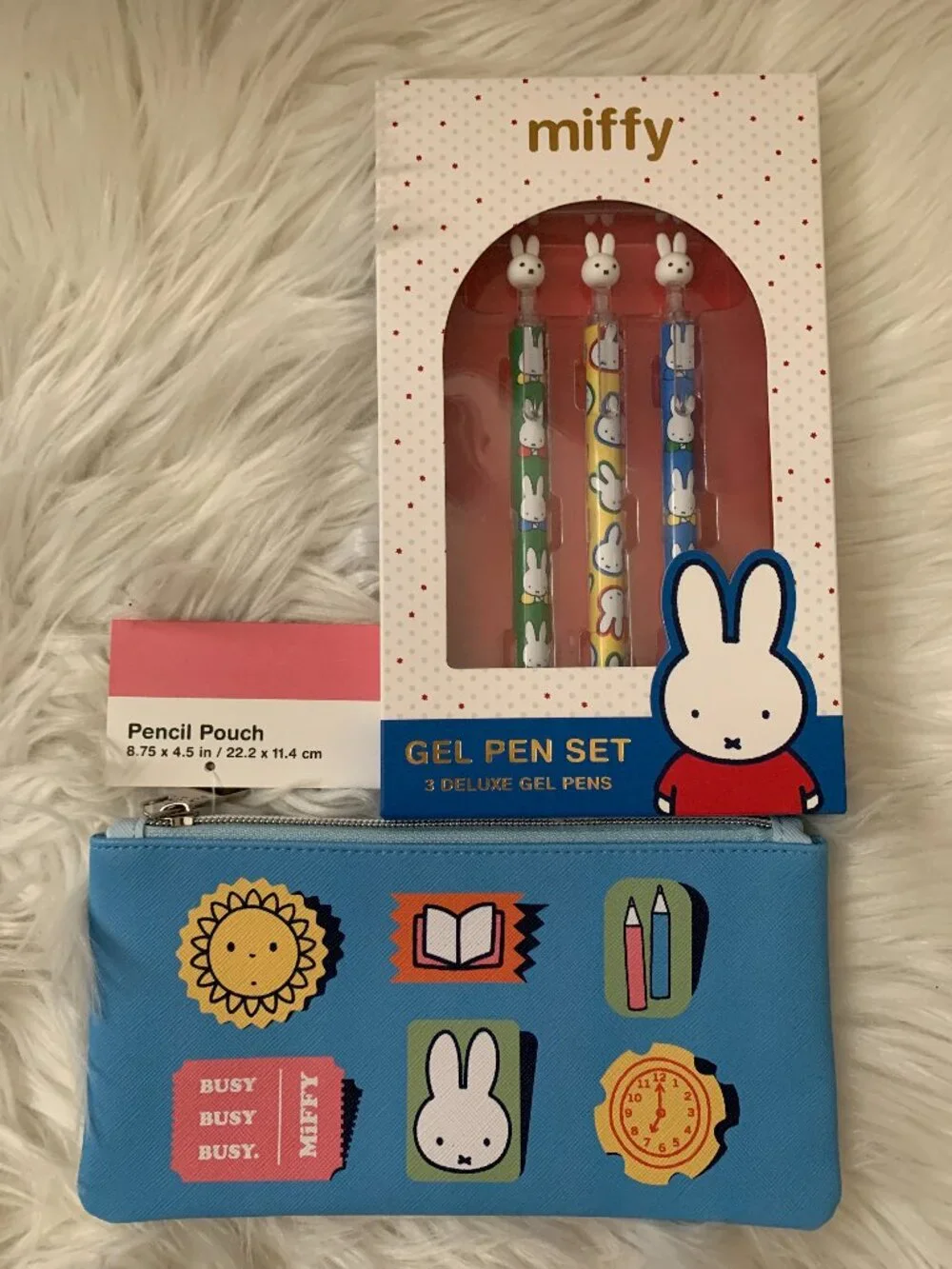 MIFFY Graphic Printed Pencil Case with Gel Pen Set 4 Pcs